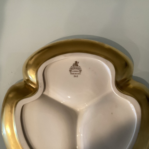 Pickard China Divided Relish Plate/Tray 3 Compartments  #742 gold 8" - Picture 4 of 4